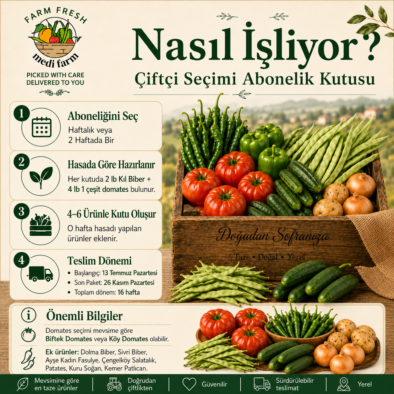 Çiftçi Seçimi Abonelik Kutusu – Taze Sebze Kutusu